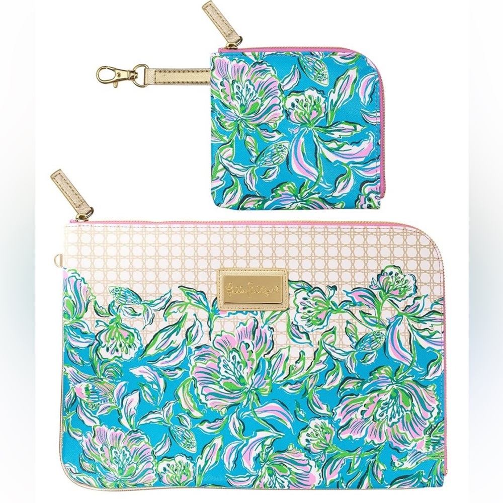 LILLY PULITZER Laptop Case Floral Tech Sleeve Set Zipper Pouch Chick Magnet NWT